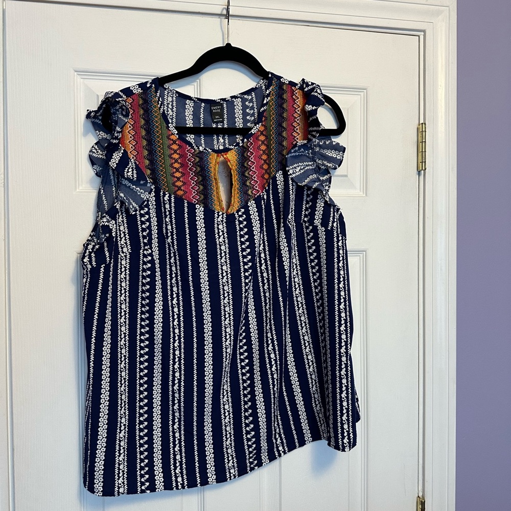 NWT Blue Flutter Sleeve Tank 3XL